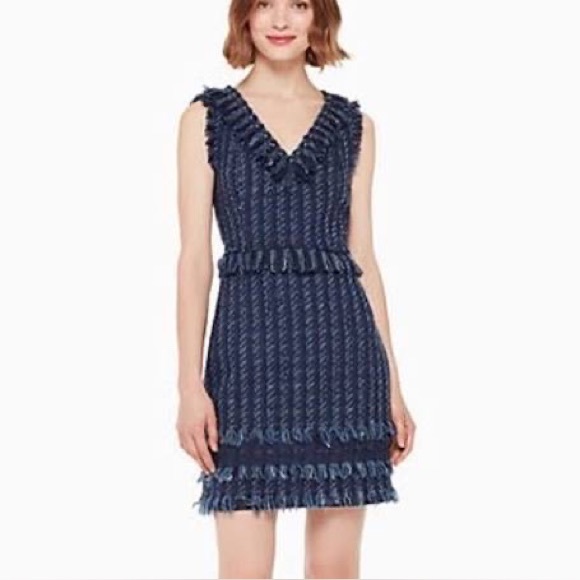 Kate Spade Tweed Blue Mini Dress size 2 - Picture 1 of 11